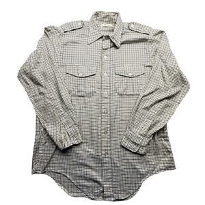 Vintage 70s 80s LL Bean Plaid Long Sleeve Shirt Men Large 16 Orange White Pocket